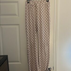 Checkered Beige and White Pants